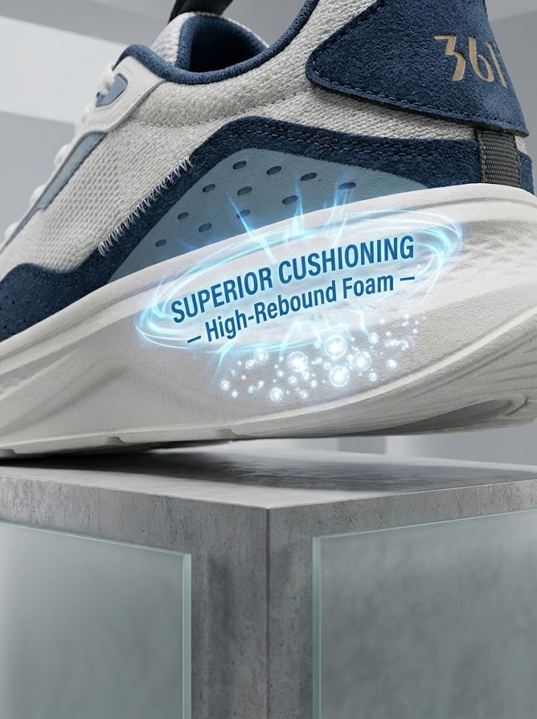 361 Degrees Men Running Shoes Lightweight Breathable Mesh Sneakers Cushioning Outdoor Sports Walking Footwear - Photon Grey
