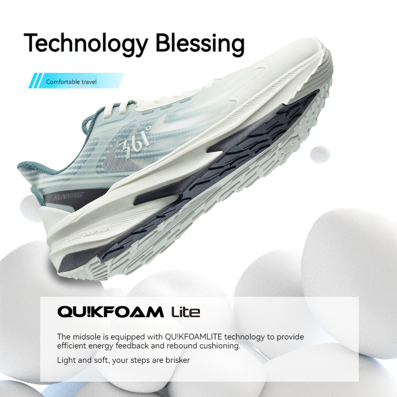 361 Degrees Yushan Men Running Shoes Widefoot Shock Absorption Breathable Soft Cushioning Sneakers - Grey Black