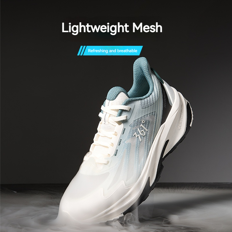 361 Degrees Yushan Men Running Shoes Widefoot Shock Absorption Breathable Soft Cushioning Sneakers - Grey Black