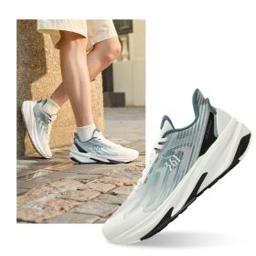 361 Degrees Yushan Men Running Shoes Widefoot Shock Absorption Breathable Soft Cushioning Sneakers - White Dark Pine Green - Image 1