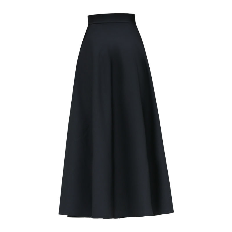 75cm women's skirt A-line skirts medium length with pockets on both sides not transmit light - Black